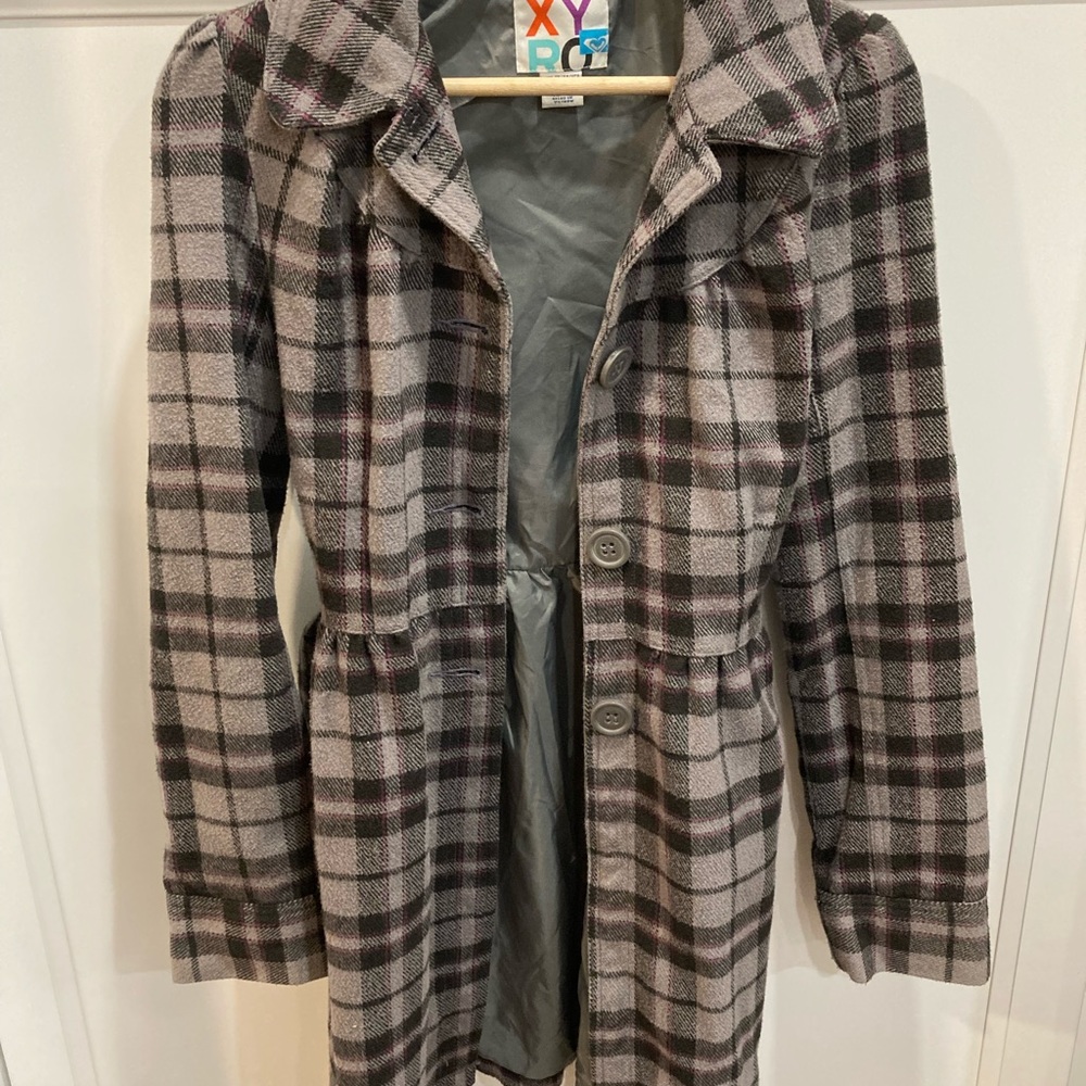 Roxy Plaid Pea Coat
